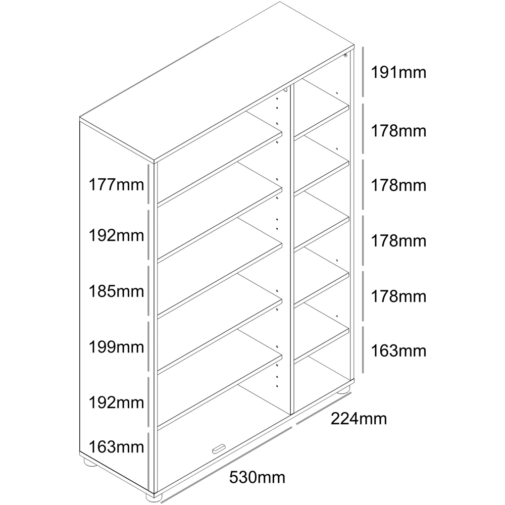GFW Bideford Grey Oak Tall Shoe Cabinet with Open Storage Image 9