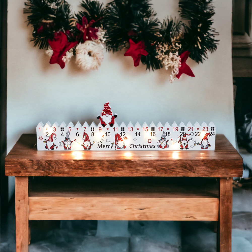 Xmas Haus Light Up LED White Wood Advent Calendar Image 3