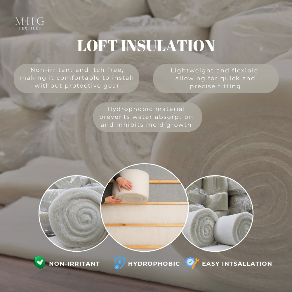 MHG Textiles White Eco Polyester Loft Insulation Roll 5m x 370 x 50mm Image 3