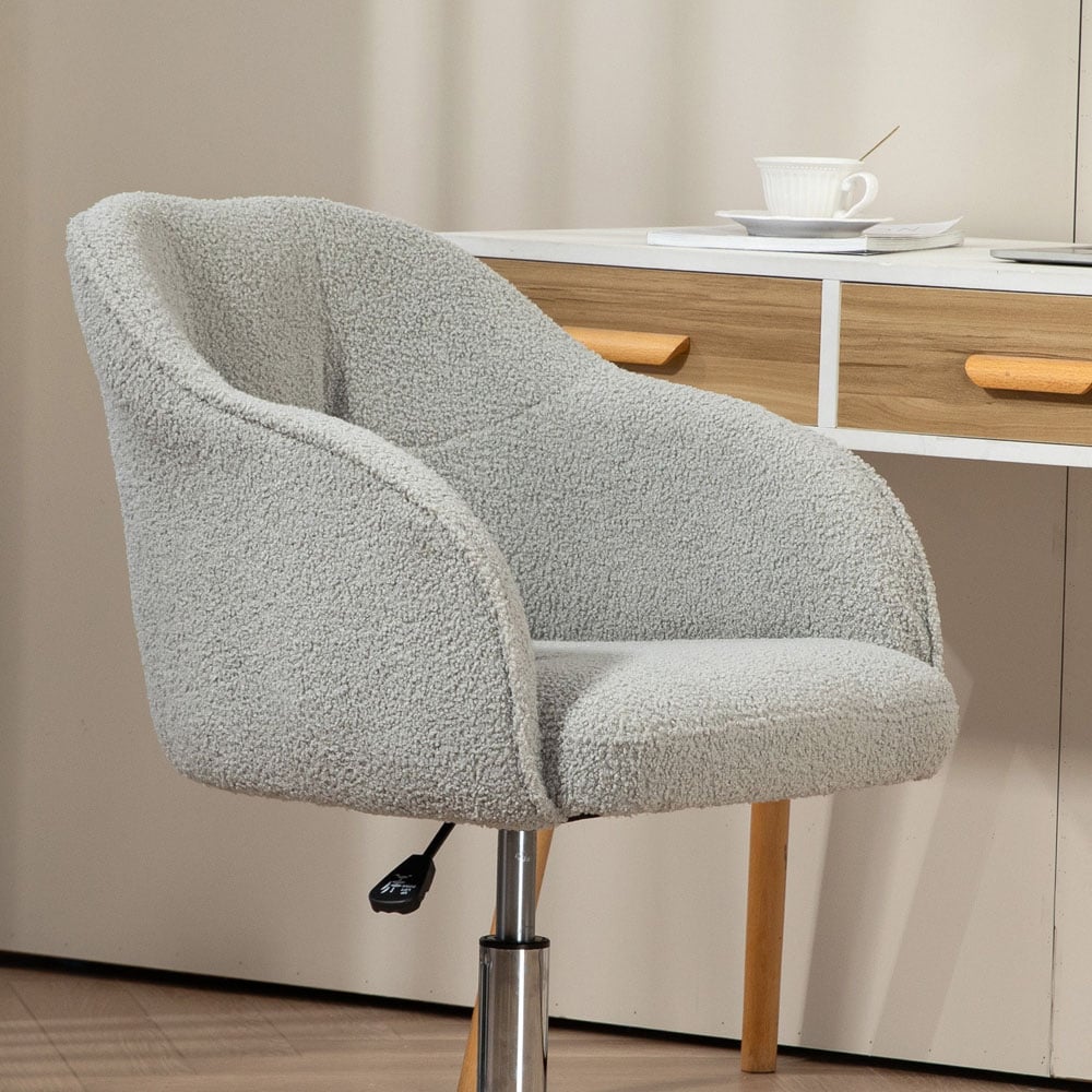 Portland Grey Fluffy Vanity Chair with Adjustable Height Image 4