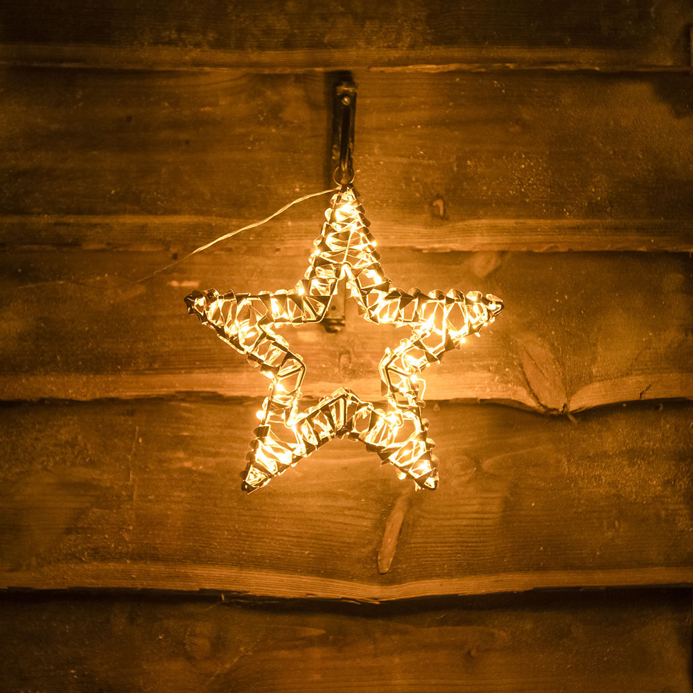 The Christmas Centre 80 Warm White LED Pre-Lit Gold Laser Light-Up Star 30cm Image 6