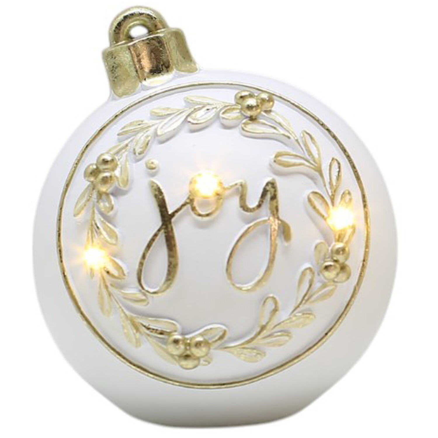 LED White and Gold Bauble Ornament Image 2