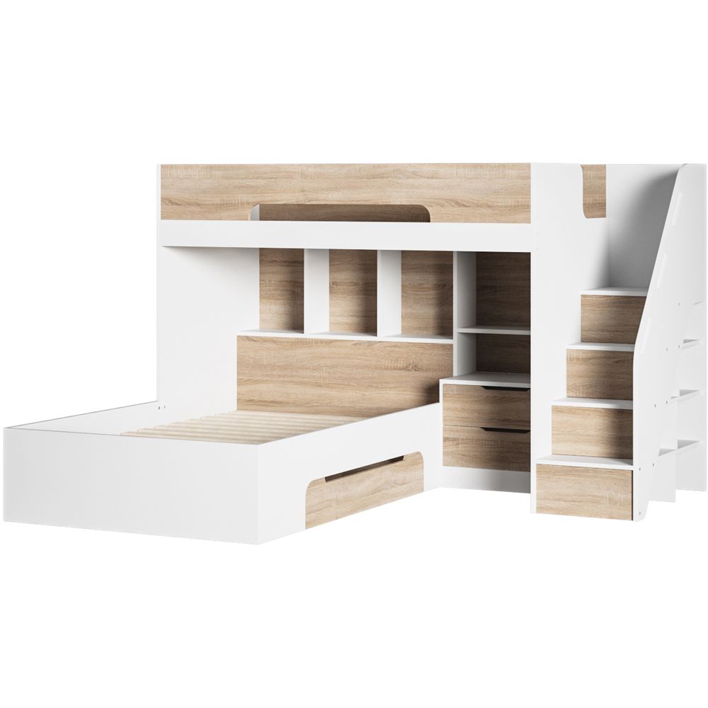 Flair Greyson Oak Staircase Triple Bunk Bed with Storage Image 2