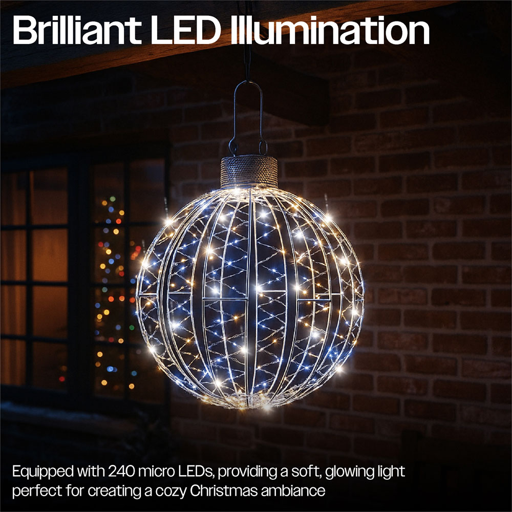Xmas Haus 120 White and 120 Warm White Micro LED Ball Light 50cm Image 3