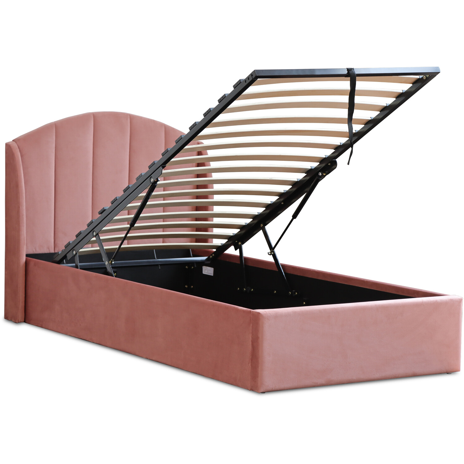 Grace Single Blush Velvet Touch Ottoman Bed Image 3
