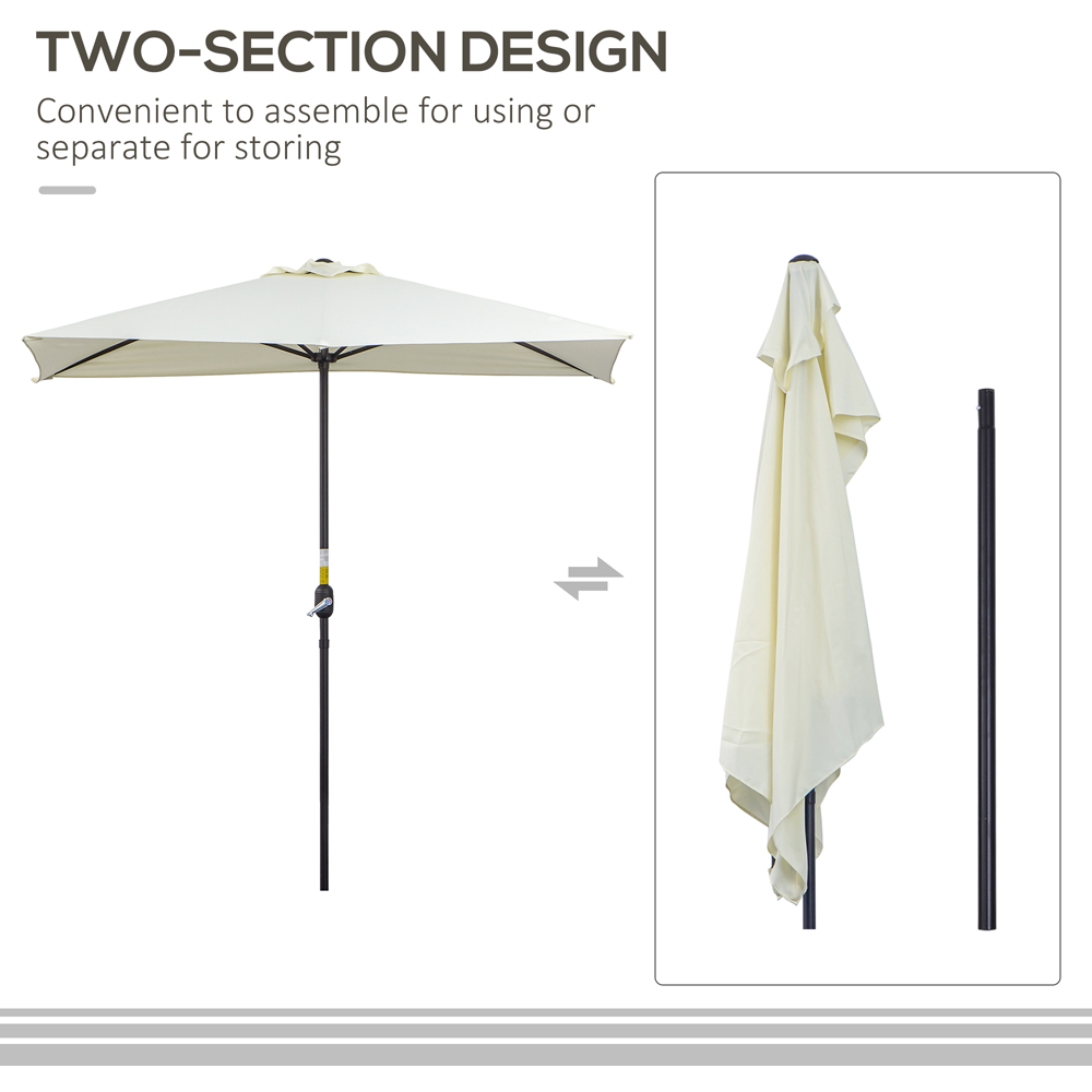 Outsunny Beige Crank Handle Half Parasol 2.3m Image 4