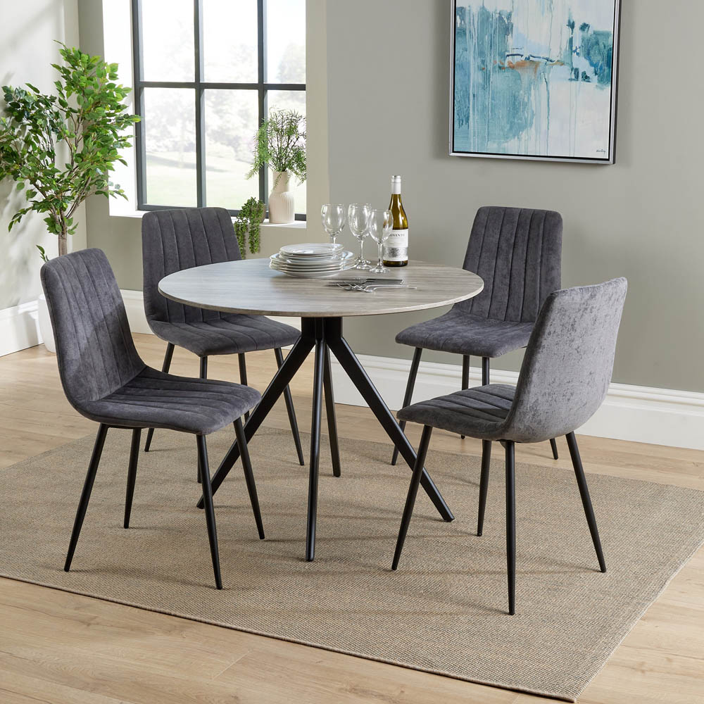 Core Products Aspen 4 Seater Round Dining Set Grey Oak and Grey Image 4