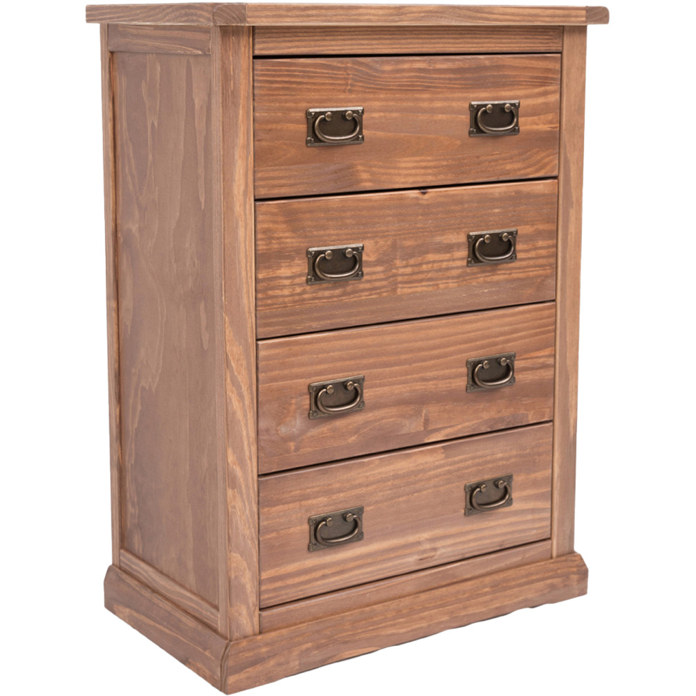 Cabinet Bits Tirolo 4 Drawer Light Brown Brass Drop Handle Chest of Drawers Image 2