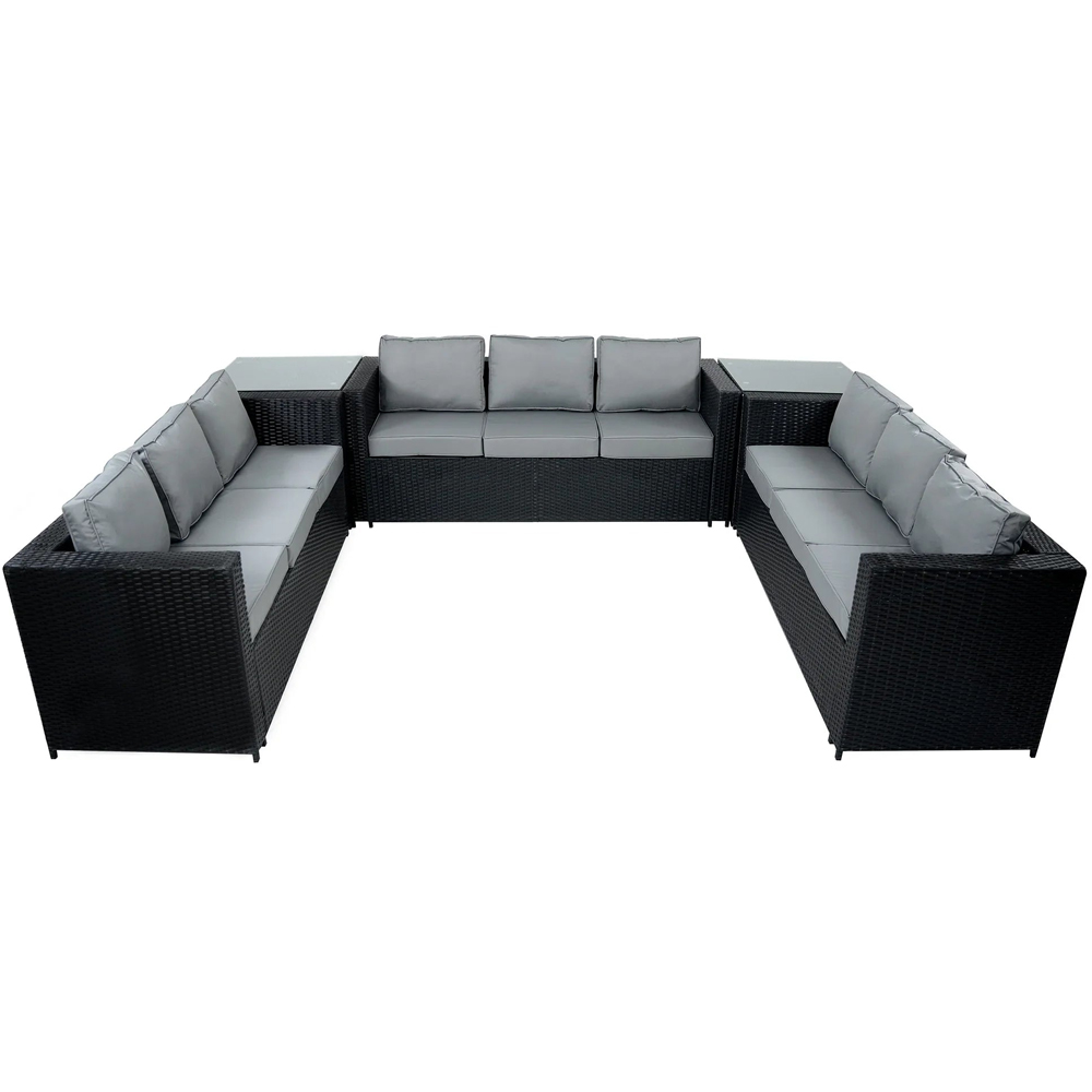 MonsterShop Black 11 Seater Rattan Garden Lounge Set with Fire Pit Image 4