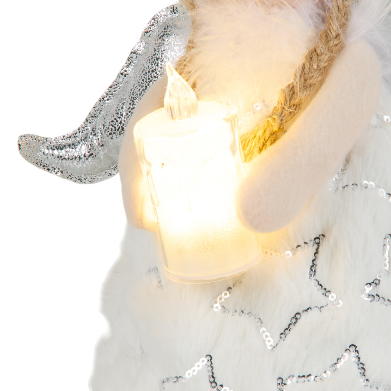 Festive Angel with LED Candle White Image 4
