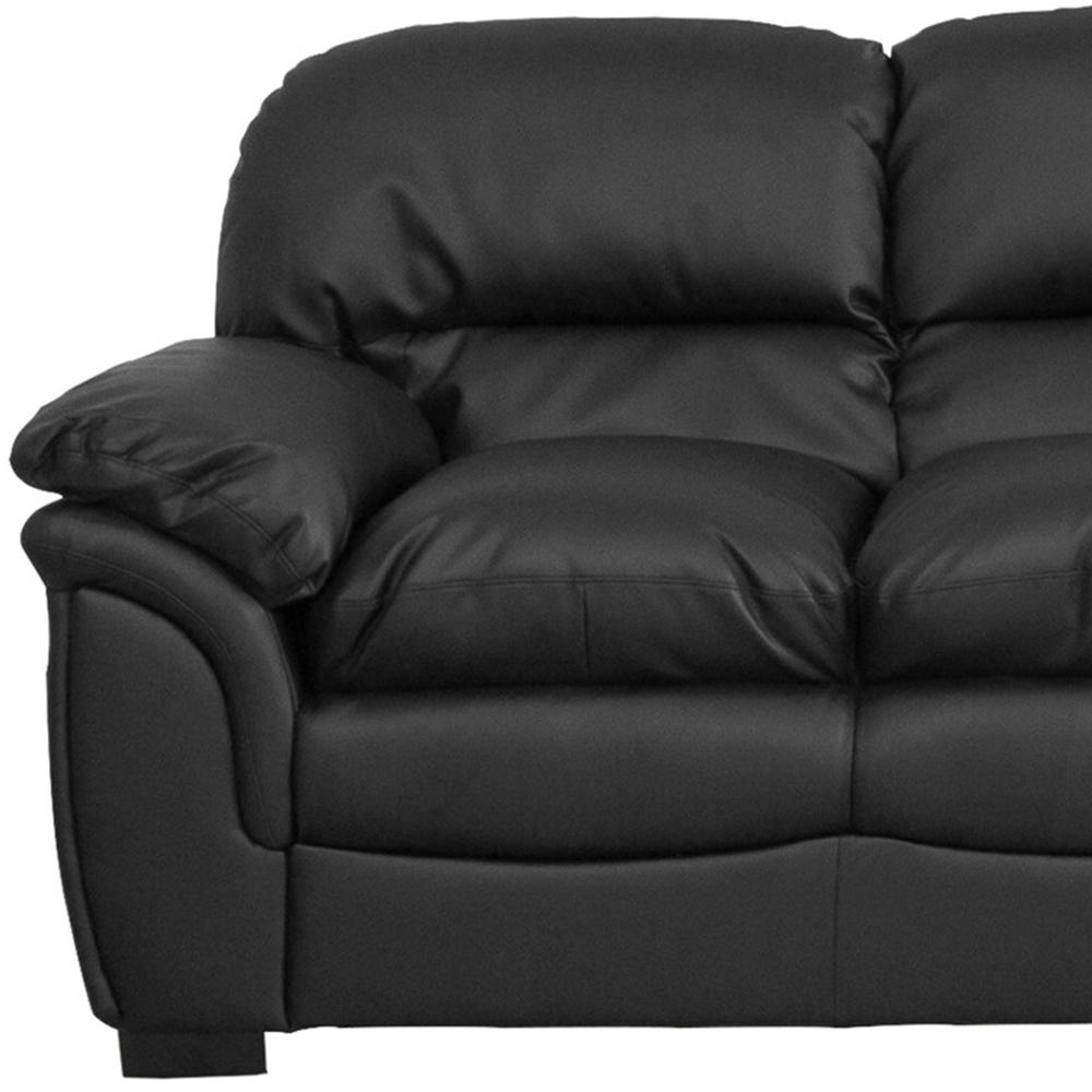 Leverton 3 Seater Black Bonded Leather Sofa Image 3
