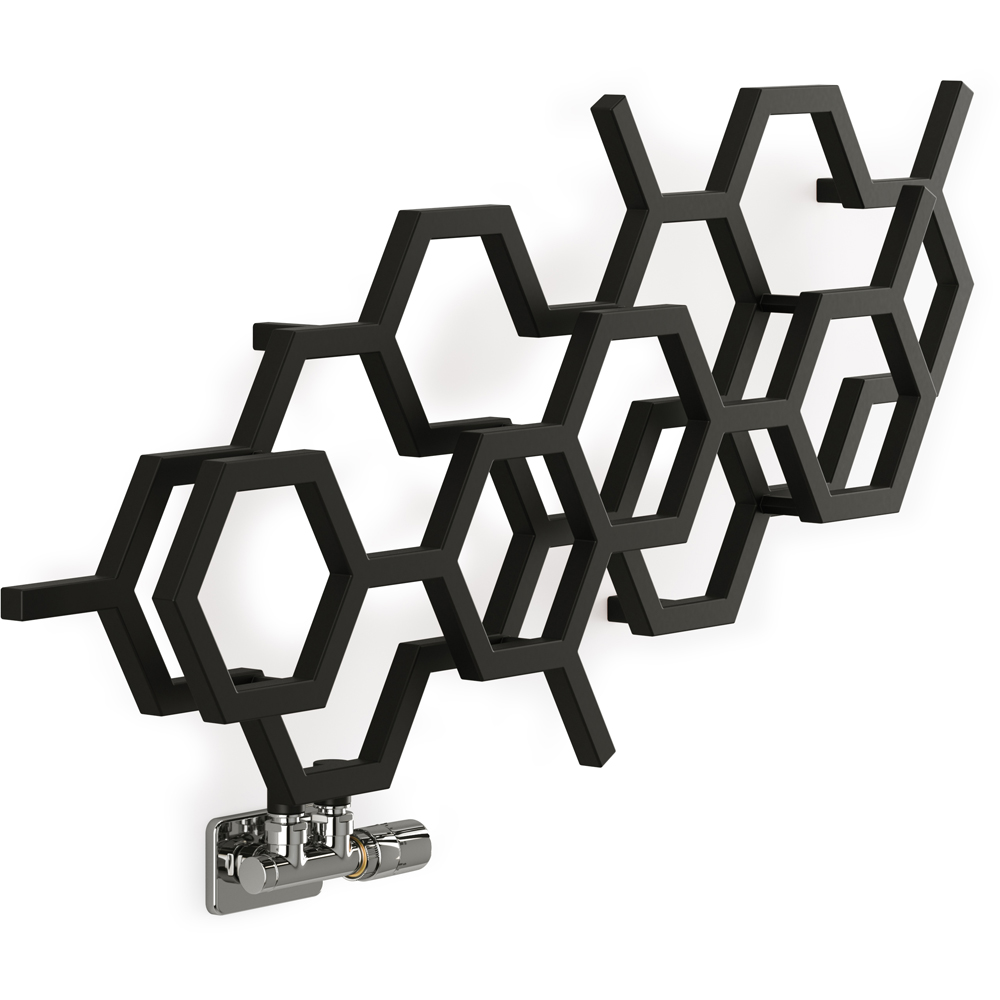 Terma Hex 1081 BTU Matt Black Radiator 502 x 1126mm Image 3