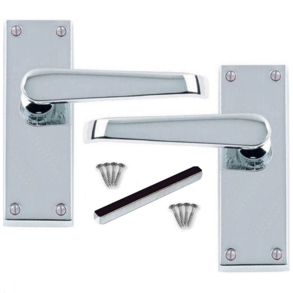 Golden Grace Polished Chrome Victorian Straight Latch Door Handle Set 5 Pack Image 3