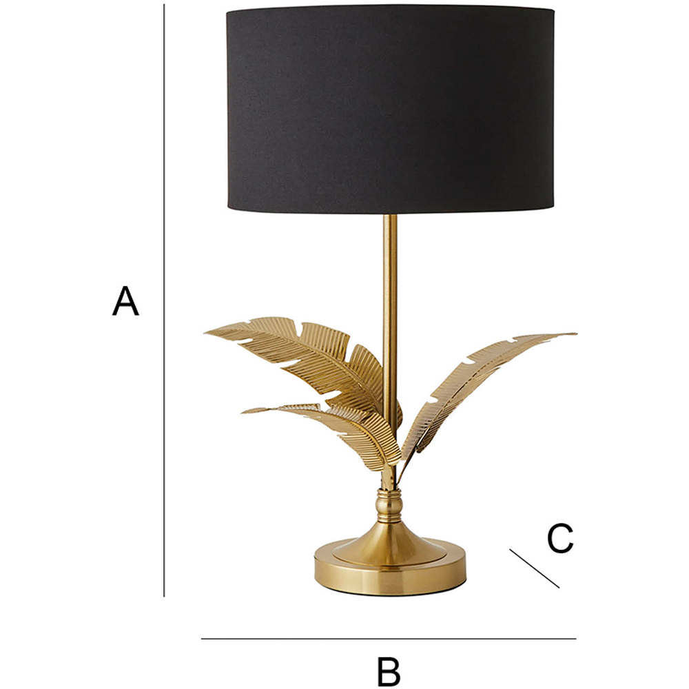 ValueLights Christina Black and Gold Palm Leaf Table Lamp and Bulb Image 7