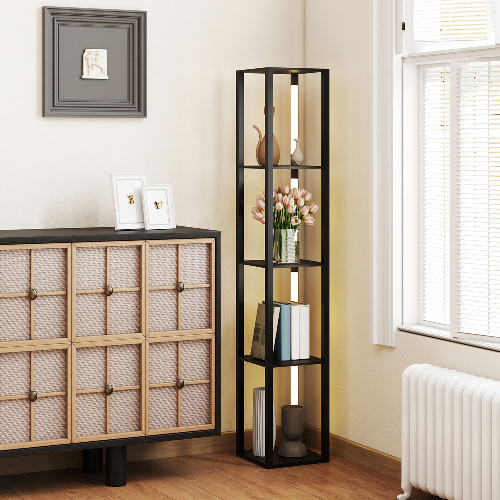Portland 4 Shelf Black Floor Lamp Image 8