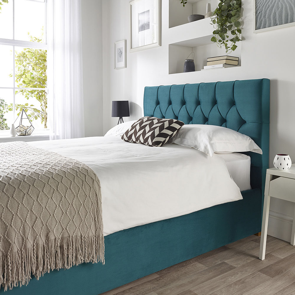 Catherine Lansfield Boutique Small Double Emerald Velvet Ottoman Bed Image 5