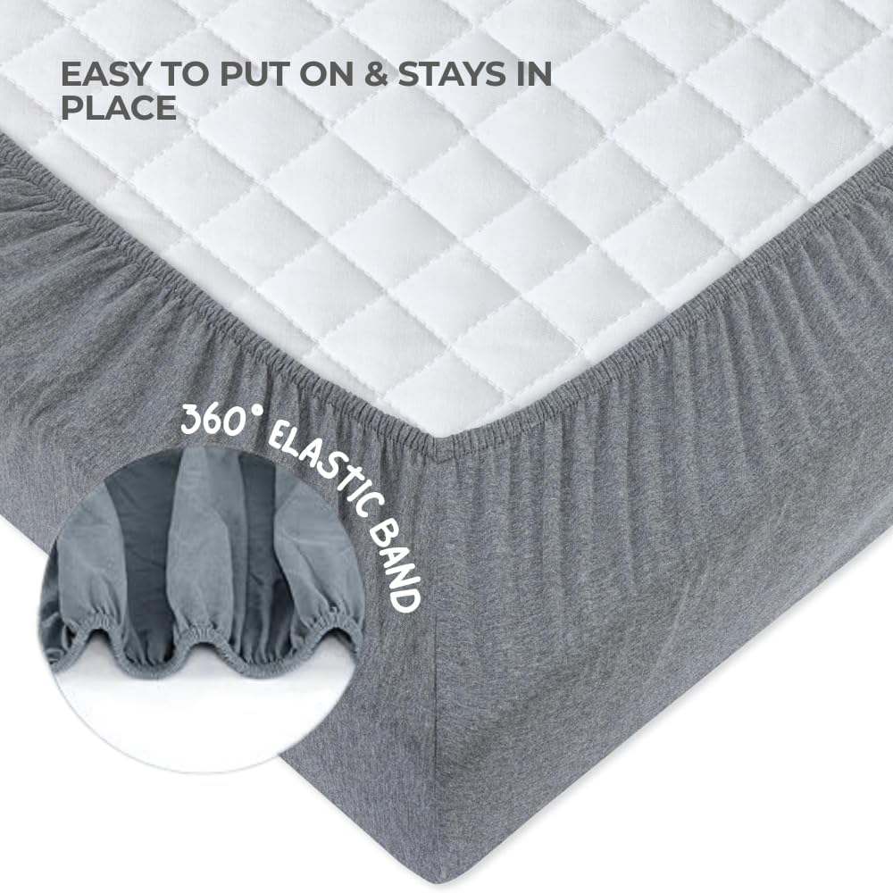 MHG Living Grey and Silver Jersey Cotton Fitted Cot Bed Sheet 120 x 60cm 2 Pack Image 4