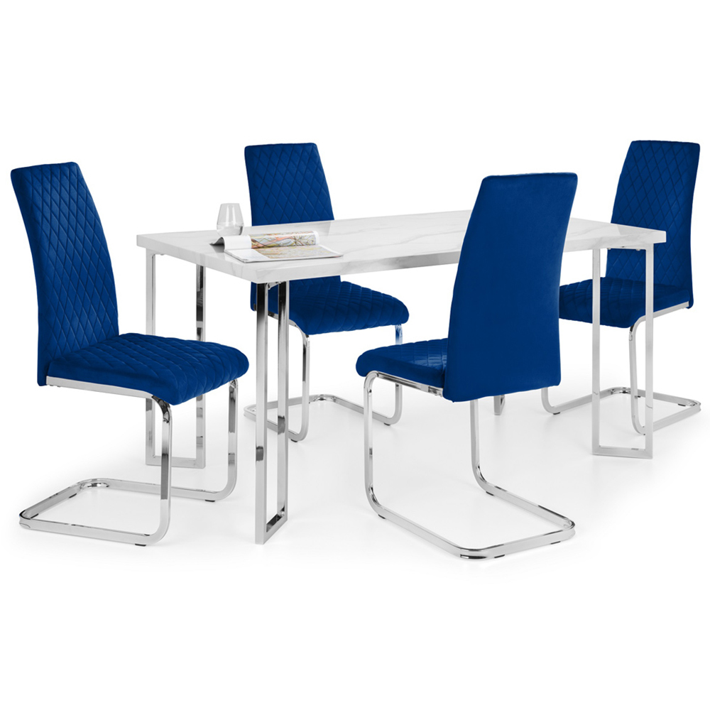 Julian Bowen Calabria Set of 4 Blue Dining Chair Image 2