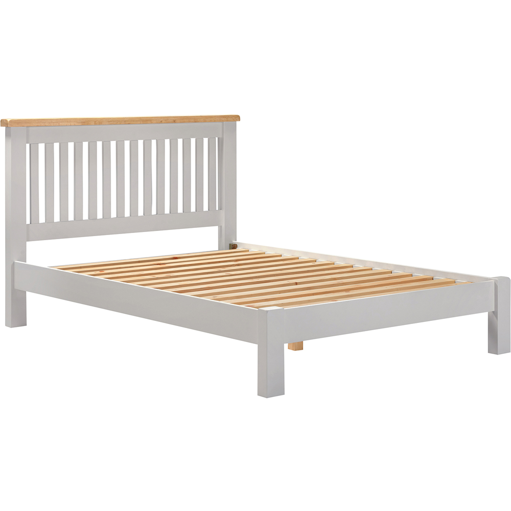 Seconique Windsor Double Pebble Grey and Oak Low End Bed Frame Image 2