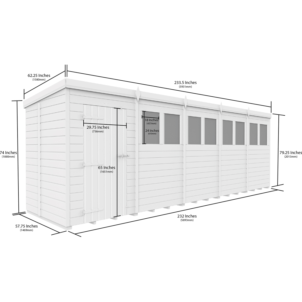 DIY Sheds 20 x 5ft Tongue and Groove Timber Pent Security Garden Shed Image 9