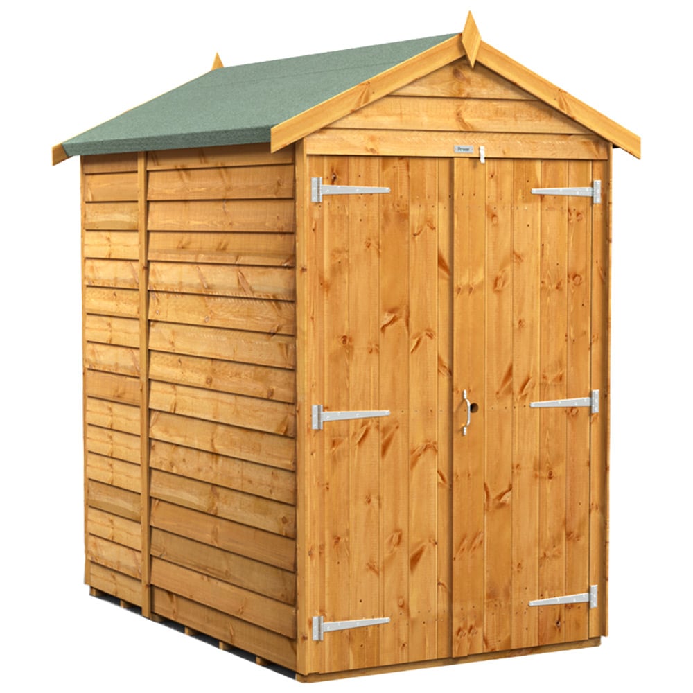 Power Sheds 6 x 4ft Double Door Overlap Apex Wooden Shed Image 1