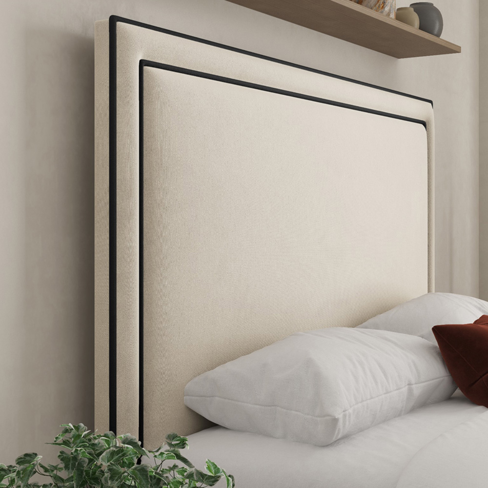 DS Living Verona Single Plush Cream Piping Ottoman Bed Image 2