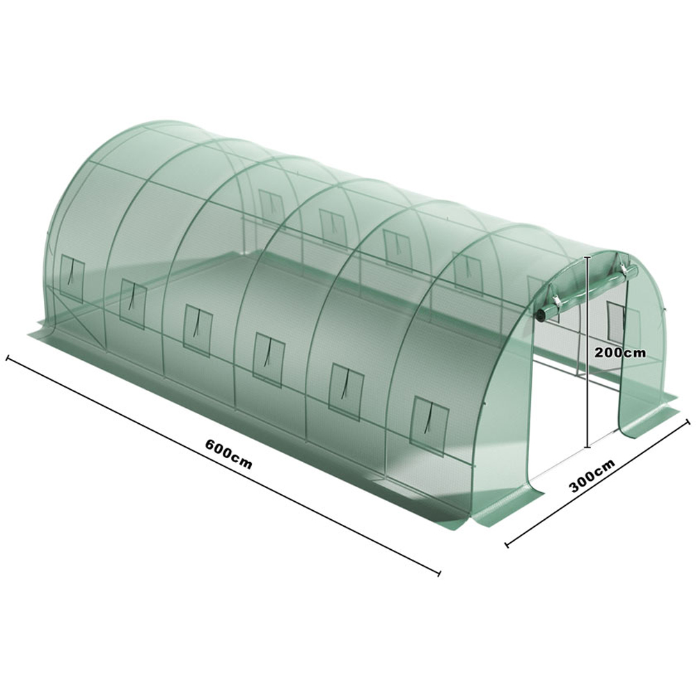 Living and Home Green PE Cover 10 x 19ft Greenhouse with Zipper Door Image 9