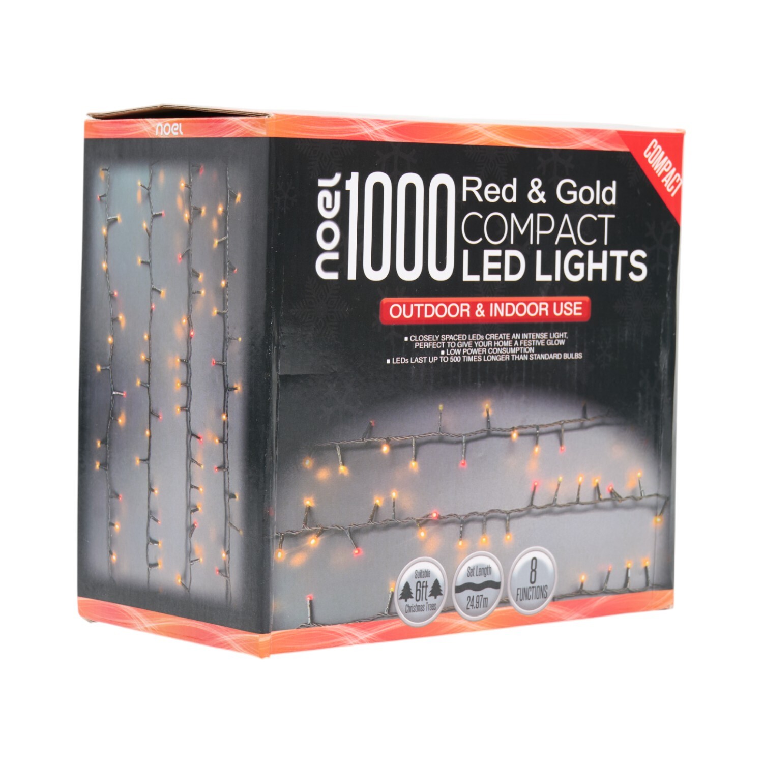 Compact LED Light Chain Red and Gold 1000 Image 3