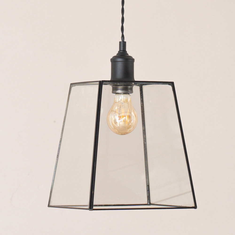 ValueLights Susie Glass Lantern 3 Drop Matte Black Diner LED Ceiling Pendant Light Image 3