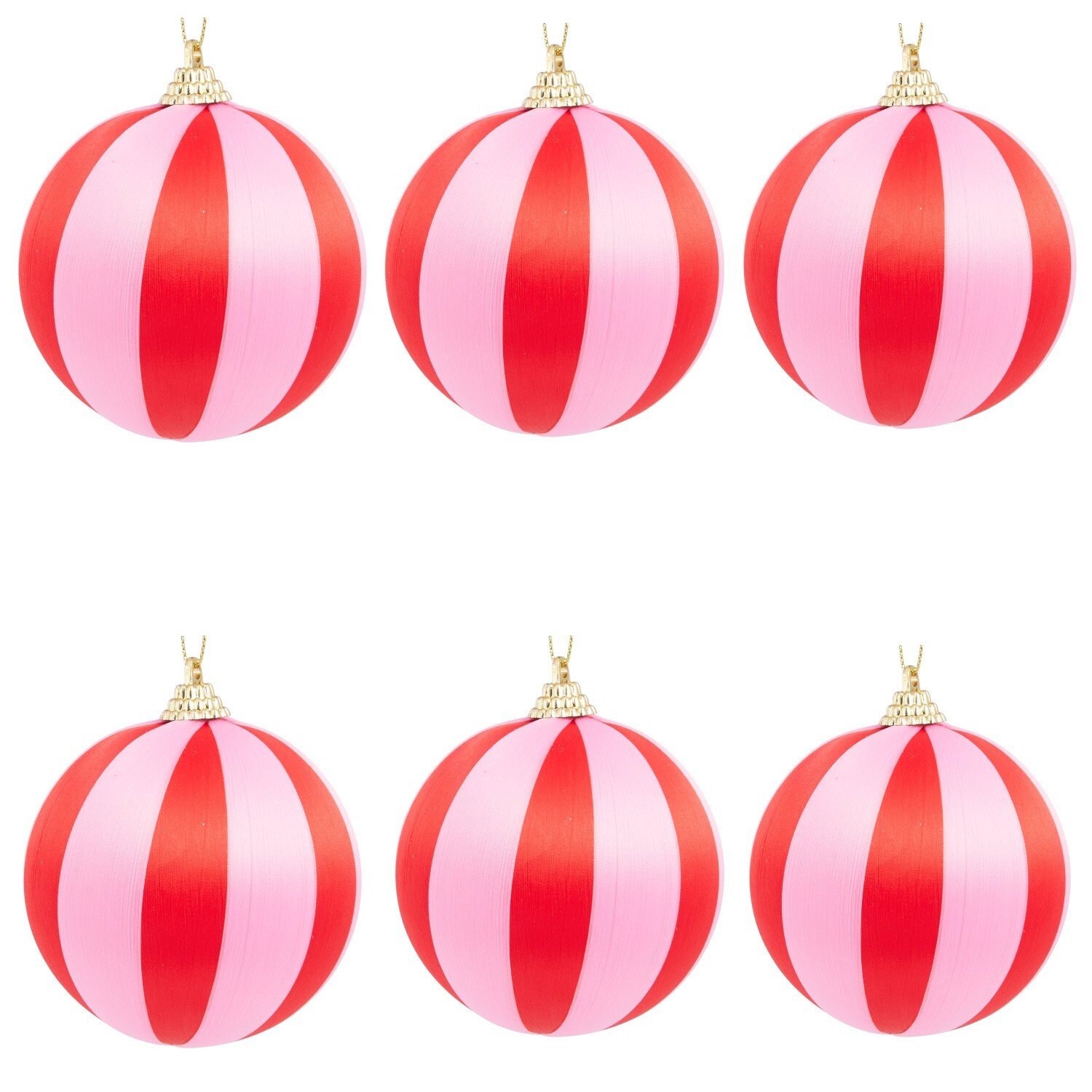 Set of 6 Swirl Baubles Pink Image 2