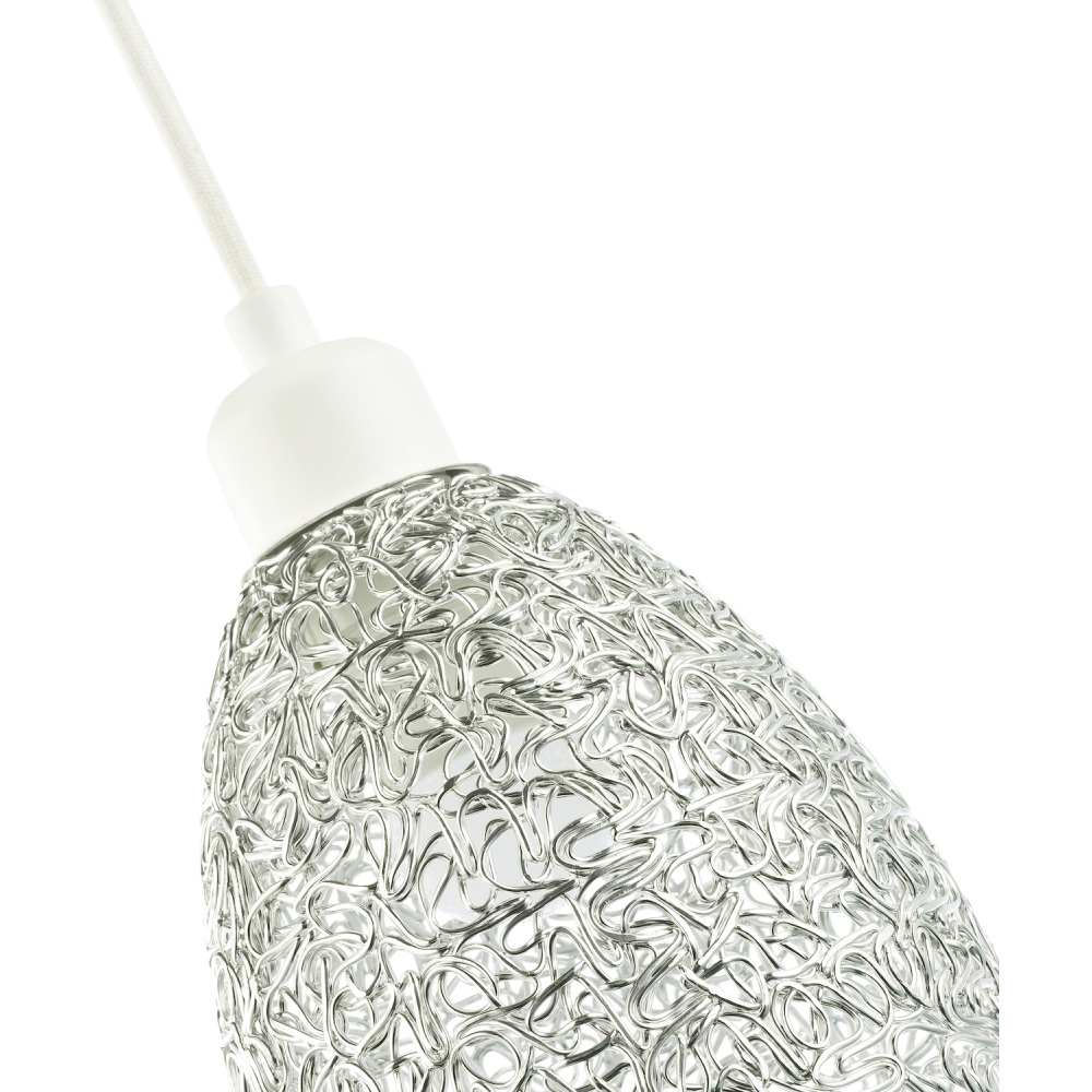 Happy Homewares Industrial Twisted Wire Mesh Metal Shiny Silver Pendant Shade Image 5