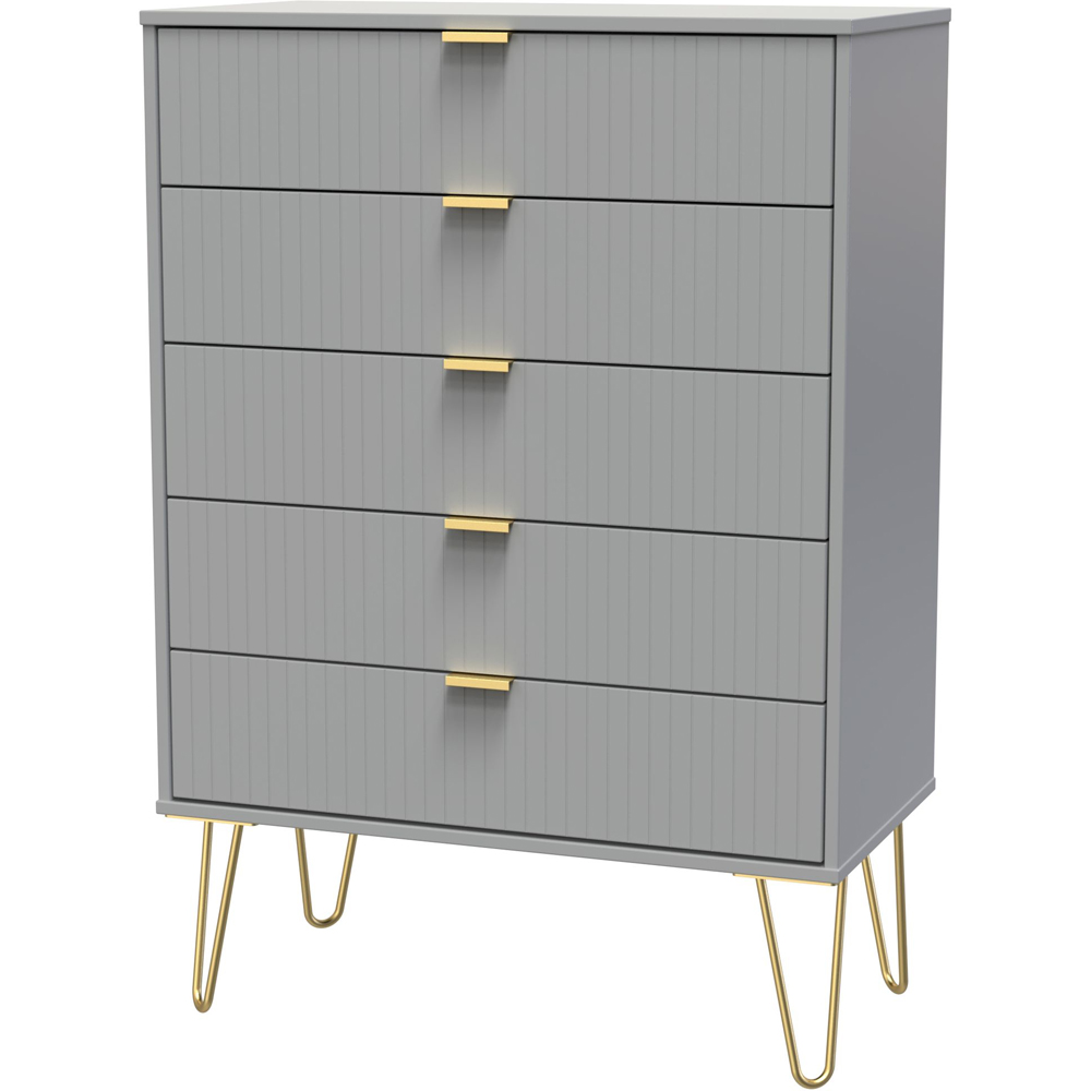 Crowndale 5 Drawer Dusk Grey Wide Chest of Drawers Ready Assembled Image 2