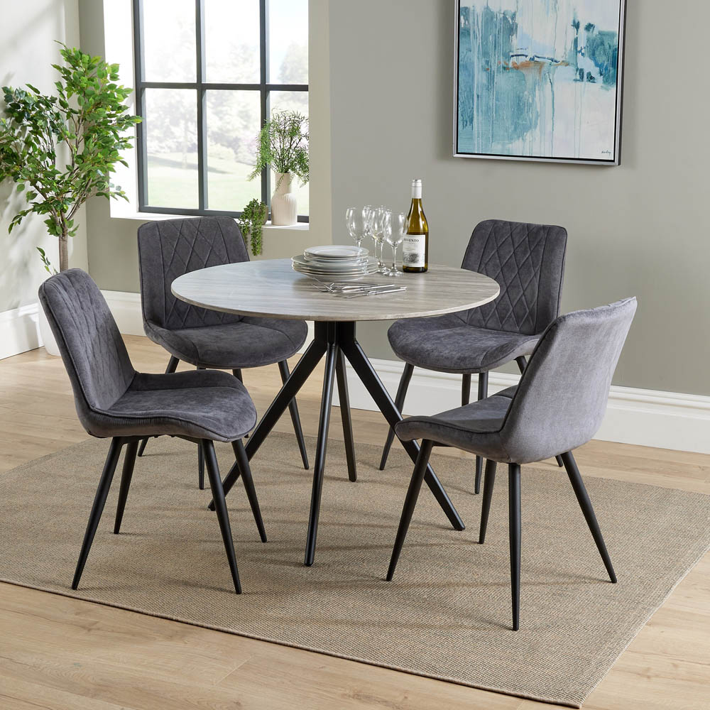 Core Products Aspen 4 Seater Round Dining Set Grey Oak and Grey Image 4