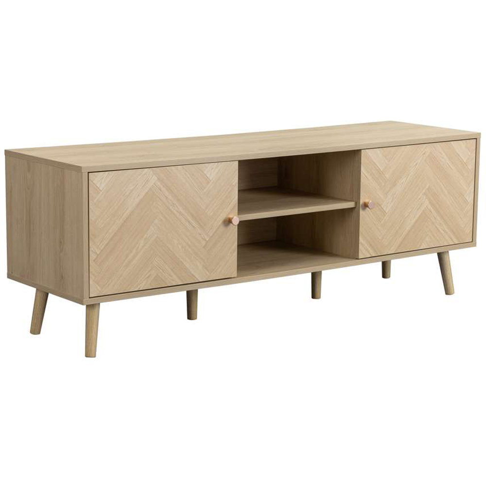 Birlea Herringford Oak 2 Door 2 Shelf Large TV Unit Image 2
