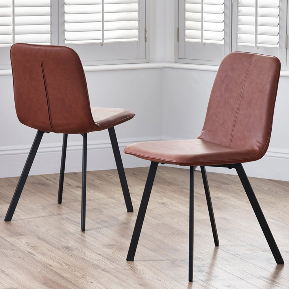 Julian Bowen Goya Set of 2 Antique Brown Dining Chair Image 1