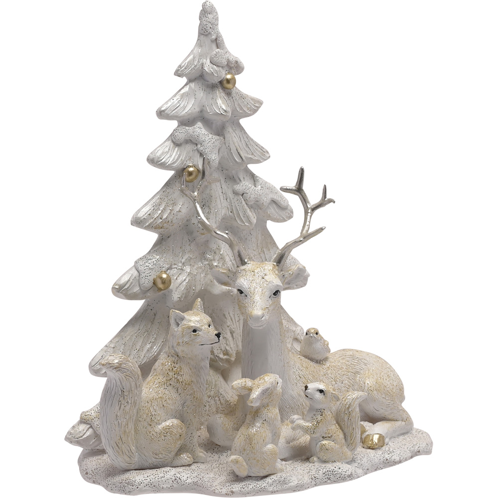 The Christmas Gift Co White Reindeer Squirrel and Rabbit Figurine Image 3