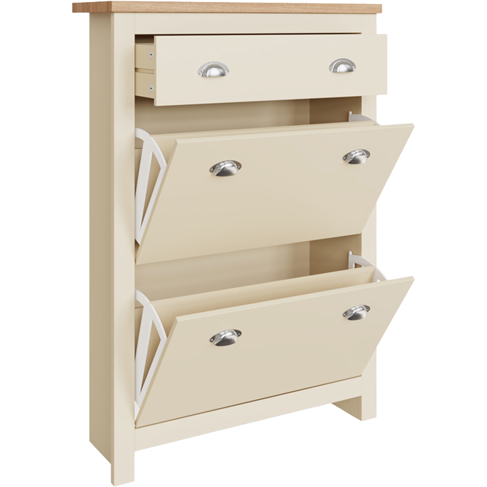 GFW Lancaster Cream 2 Door 1 Drawer Shoe Cabinet Image 3