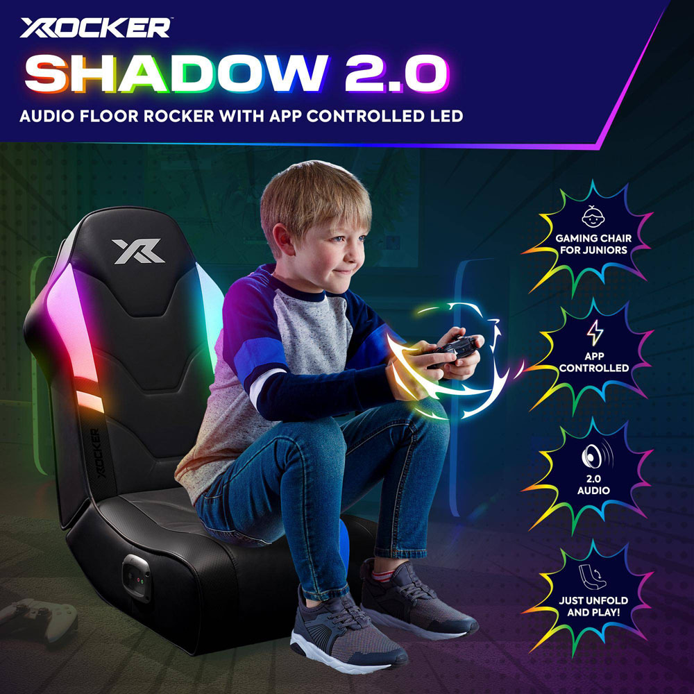 X Rocker Shadow Black RGB Stereo Audio Floor Rocker with App Controlled LED Lights Image 7