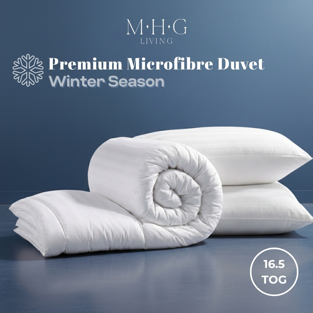 MHG Living Super King Size White Striped Extra Warm Winter Hollowfibre Duvet Set 16.5 Tog Image 9
