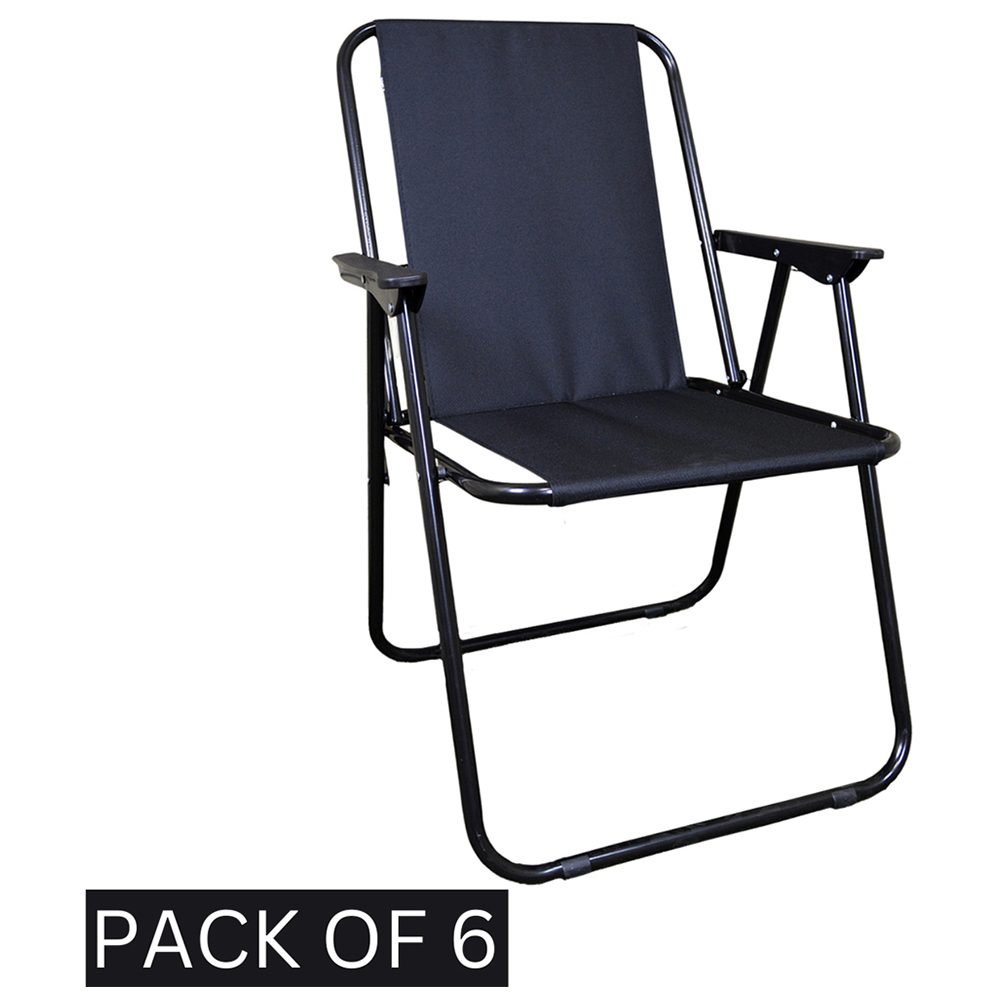 Samuel Alexander Black Folding Canvas Outdoor Chair 6 Pack Image 3