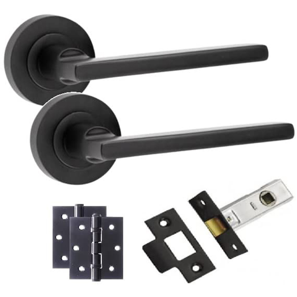 Golden Grace Matt Black Leon Straight Door Handles Set 5 Pack Image 2
