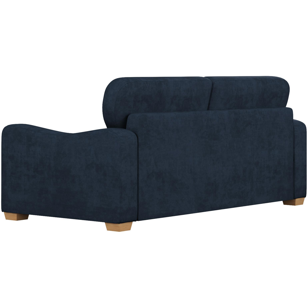 Theadford 3 Seater Royal Blue Plush Velvet Fixed Back Sofa Image 3