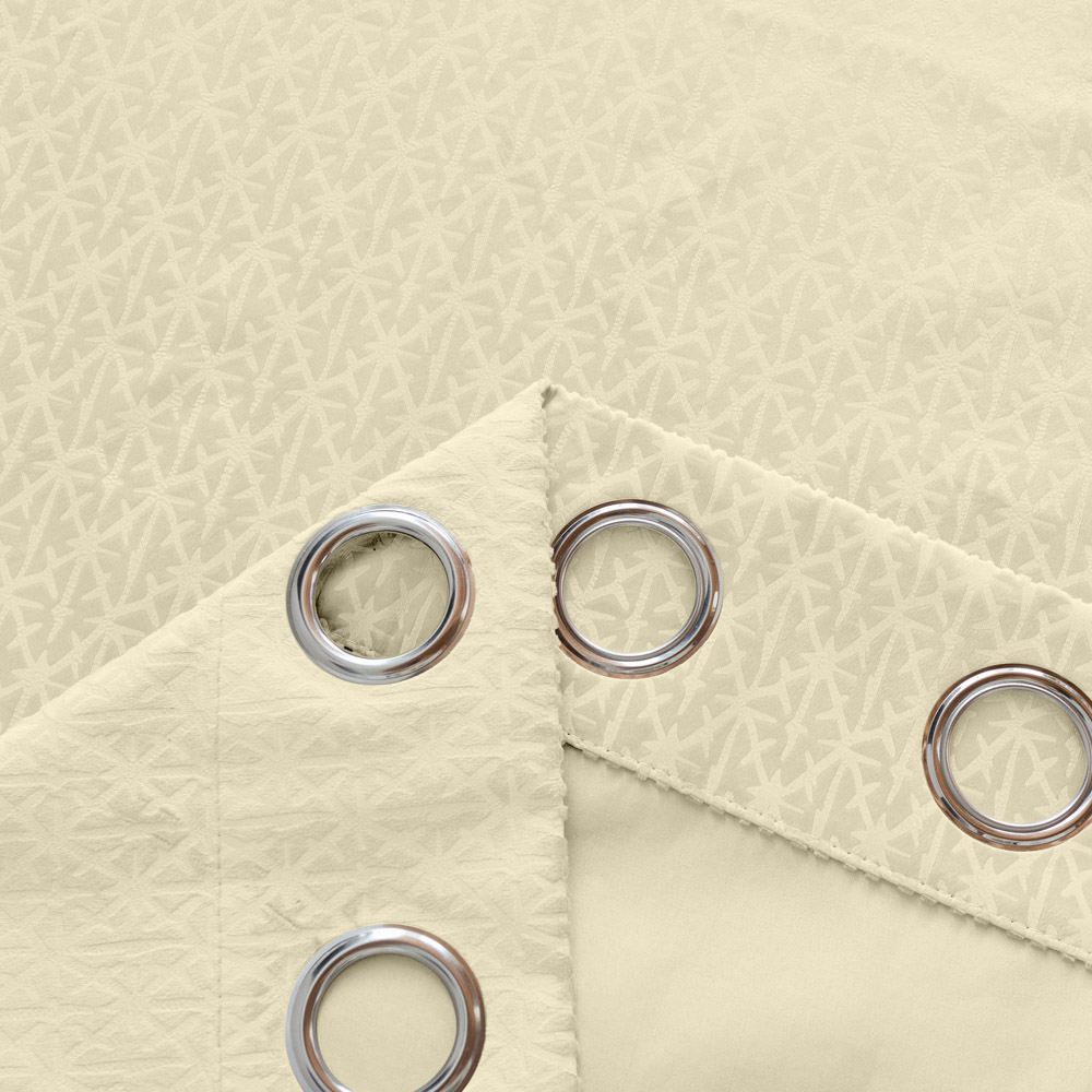 Alan Symonds Temple Cream Velvet Blackout Ring Top Eyelet Curtains 117 x 183cm Image 3