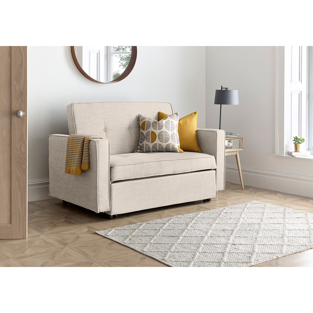 Bedmaster Troy 2 Seater Natural Linen Foldable Sofa Bed Image 2