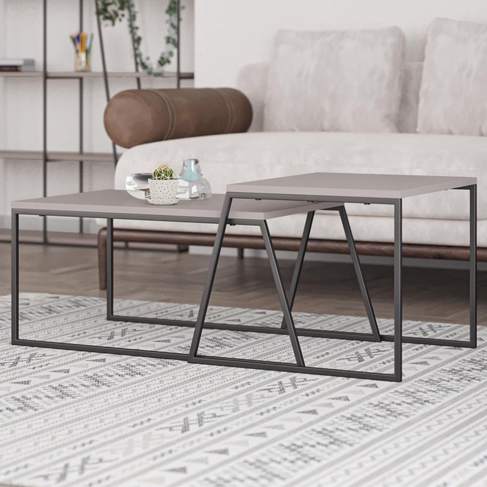 FWStyle Pal Mocha Grey Nesting Coffee Tables Set of 2 Image 1