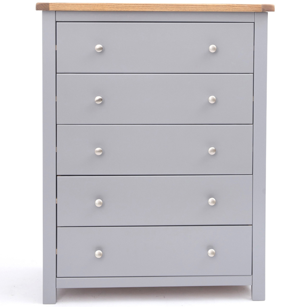 Cabinet Bits Mirano 5 Drawer Grey Chrome Knob Chest of Drawers Image 2