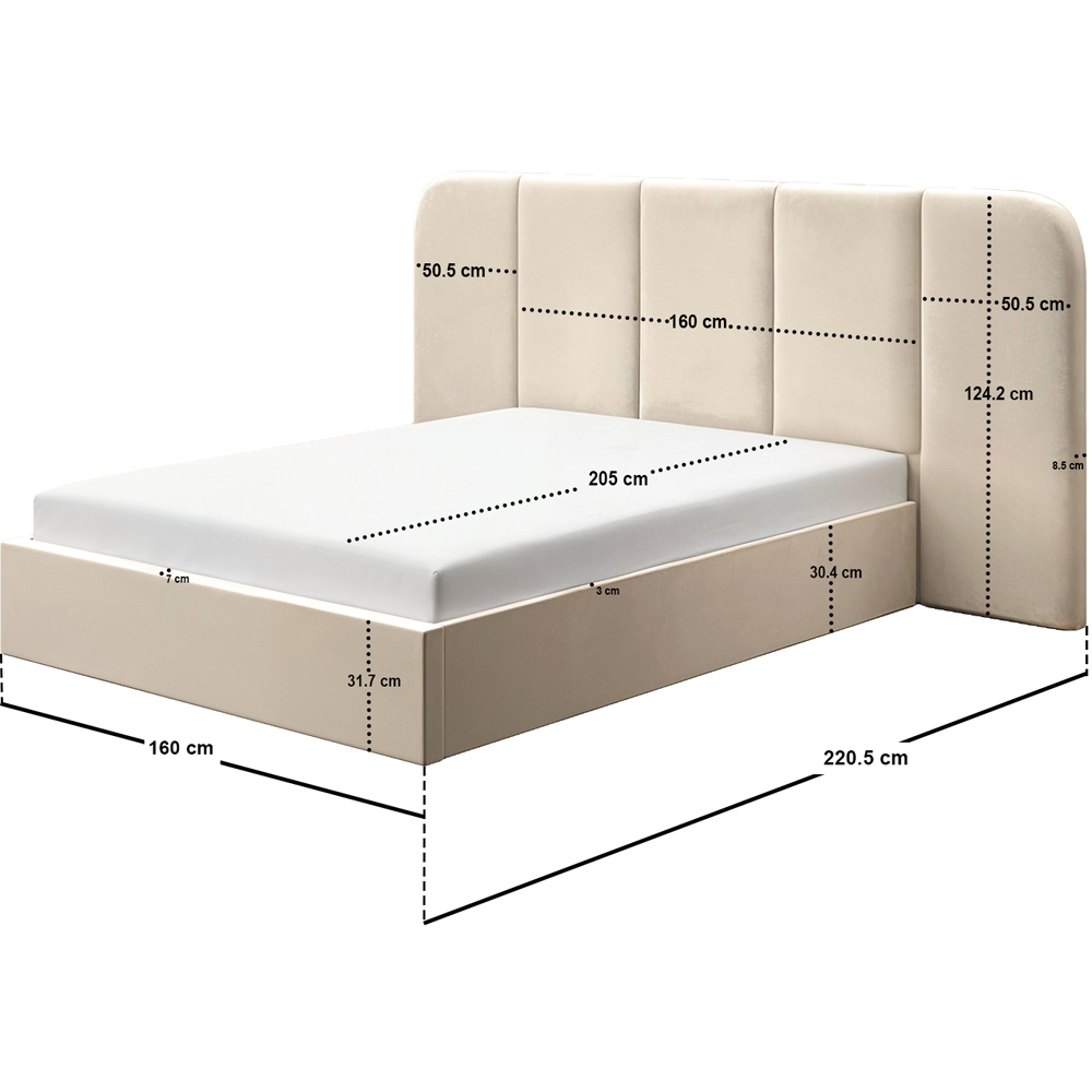Solace+Co Sienna King Size Cream Velvet Ottoman Storage Bed Image 7