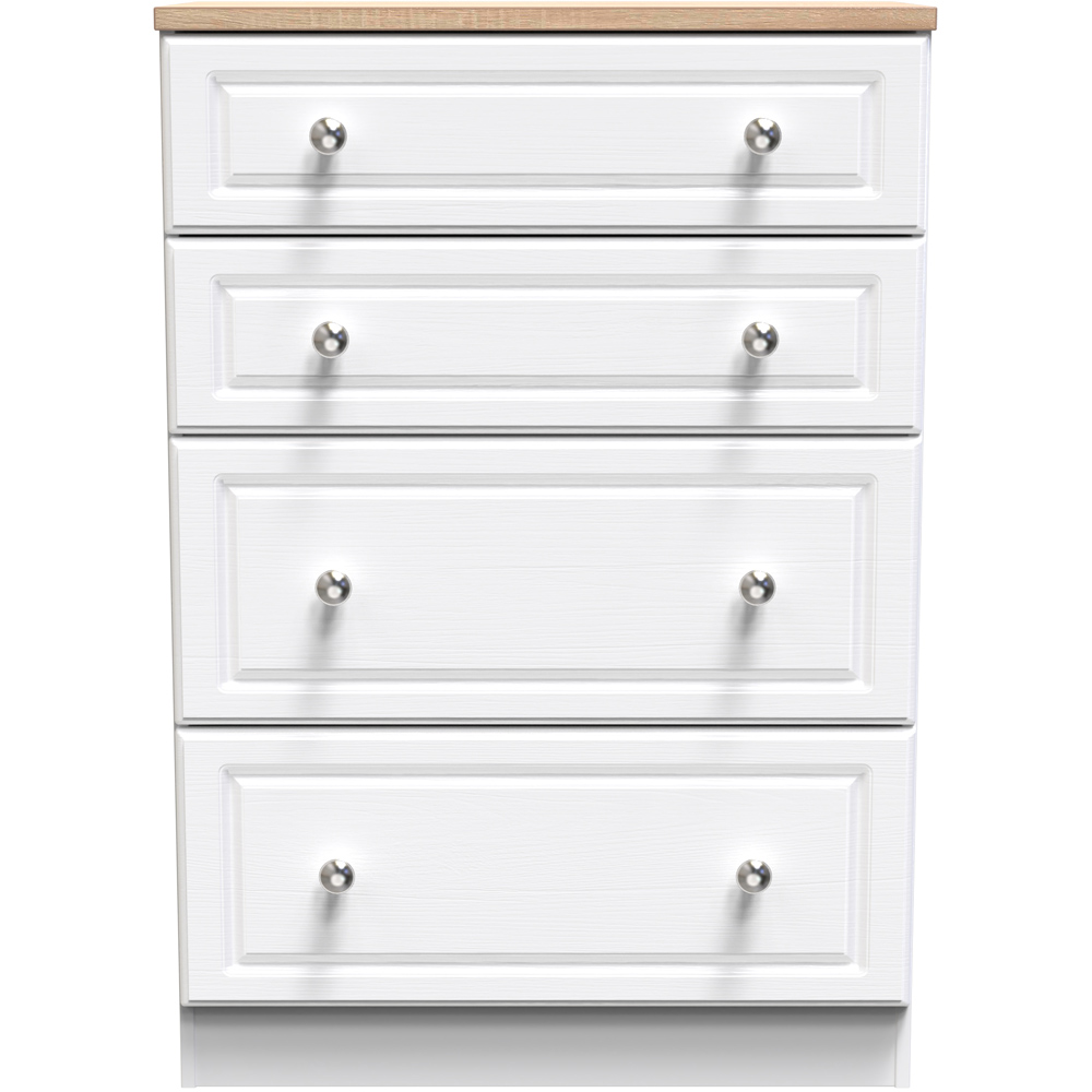 Crowndale Norfolk 4 Drawer White Ash and Bardolino Oak Deep Chest of Drawers Ready Assembled Image 2