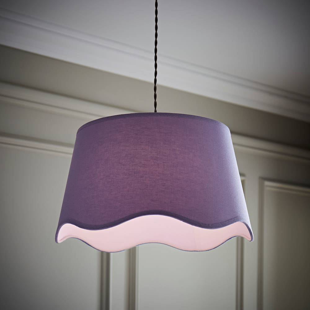 ValueLights Mabel Lilac Linen Scallop Edge Large Lamp Shade Image 3