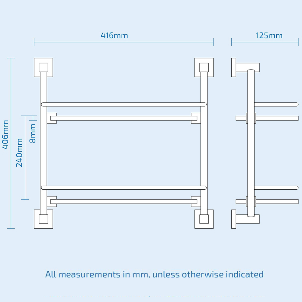Nes Home 2 Shelf Clear Glass Bathroom Rack with Matte Black Brackets Image 3
